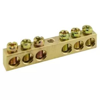 Шина PEN TS-0609C 6х9 6 отверстий крепление по центру Энергия - Электрика, НВА - Щитки и аксессуары для монтажа - Шины нулевые - . Магазин оборудования для автономного и резервного электропитания Ekosolar.ru в Чехове