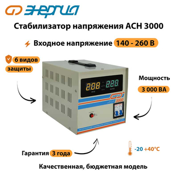 Однофазный стабилизатор напряжения Энергия АСН 3000 - Стабилизаторы напряжения - Однофазные стабилизаторы напряжения 220 Вольт - Энергия АСН - . Магазин оборудования для автономного и резервного электропитания Ekosolar.ru в Чехове